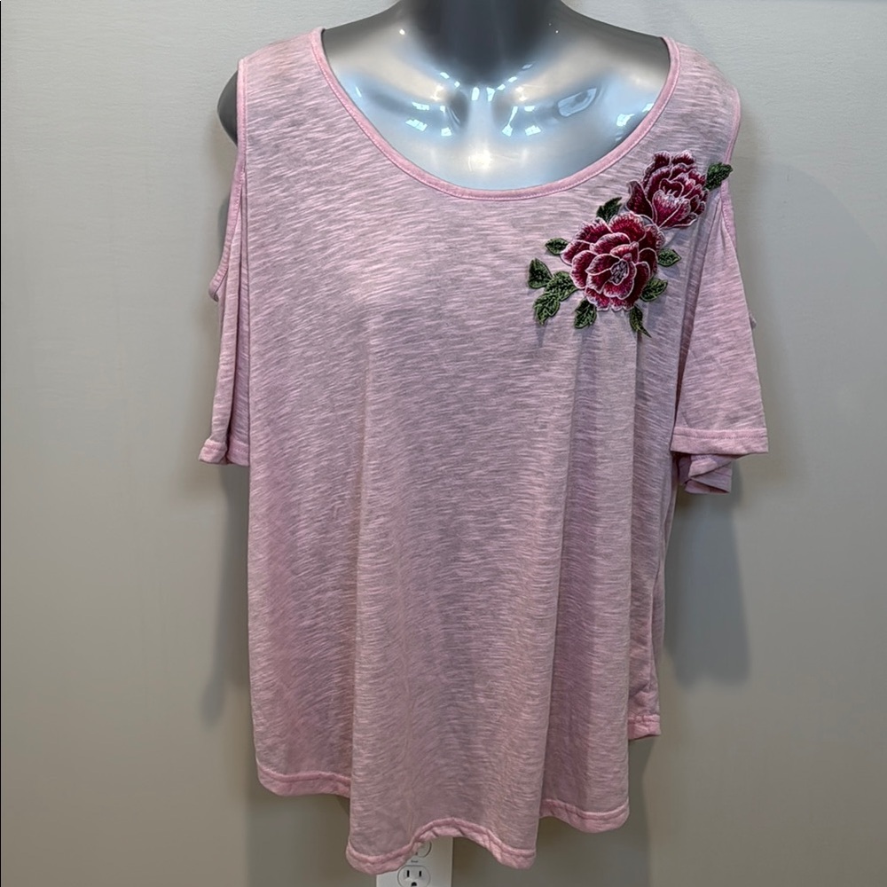 Pink Asymmetrical Embellished T-Shirt